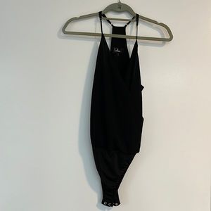Black Lulus criss cross bodysuit